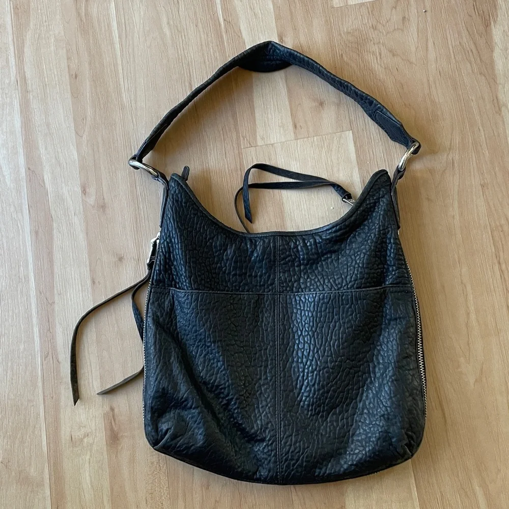 Aimee Kestenberg Expandable Hobo Good Times Black pebbled leather